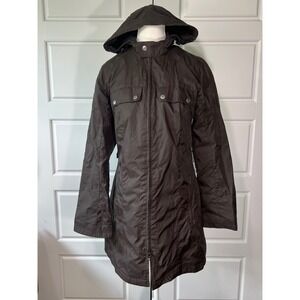 North End Ladies All Climate Wear Brown Hooded‎ Rain Coat Jacket XS